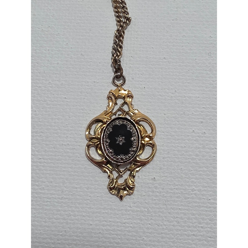 1928 Jewelry Vintage Victorian Inspired Black Cabochon Necklace Earrings Set - Picture 12 of 12